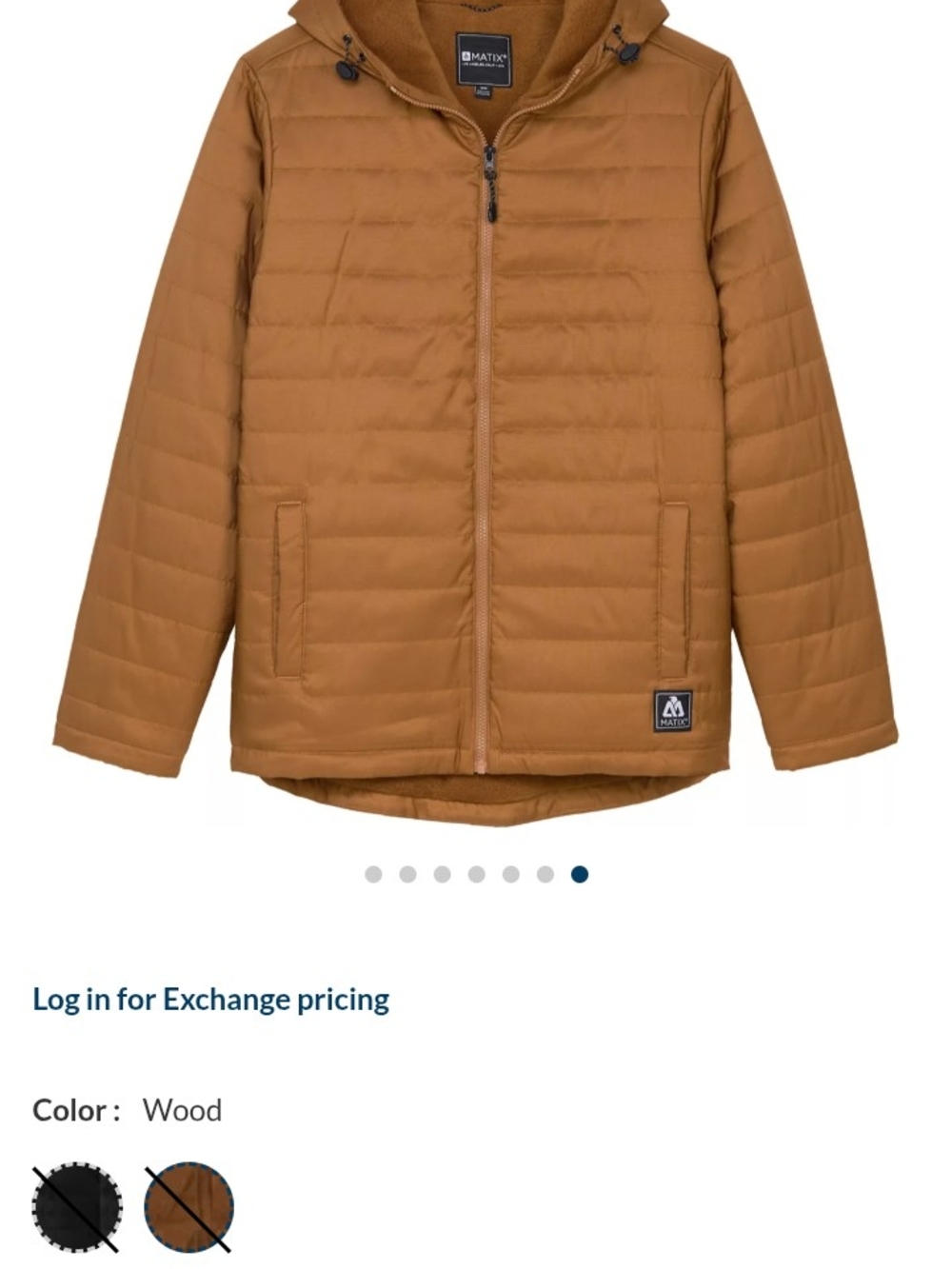 Matix Wood-Tone Quilted Hooded Puffer Jacket